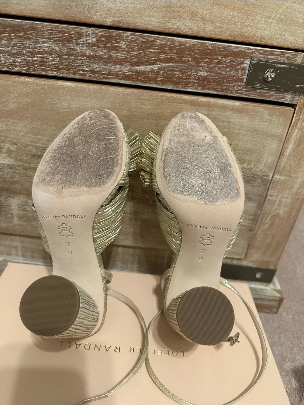 LOEFFLER RANDALL Camellia bow-embellished lamé sandals
